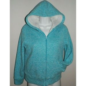 Girls L Blue Sherpa Hoodie Jacket Sherpa